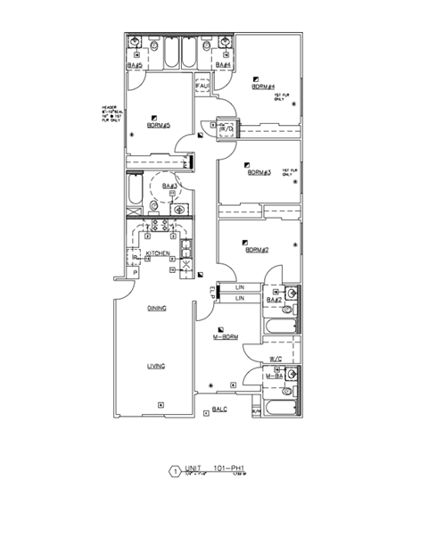 Floor plan for 5 beds, 5 baths, 1733 sqft